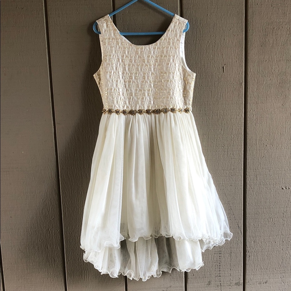 American Princess Ivory Dress with Gold Floral Waistband